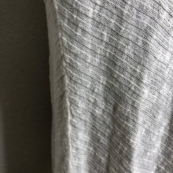 Eileen Fisher white ribbed linen blend knit open drape front cardigan size Large - Picture 15 of 16